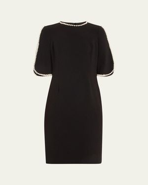 Teri Jon Pearl Trimmed Sheath Dress - Black