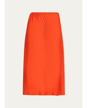 Vince Pull-On Satin Slip Skirt - Orange