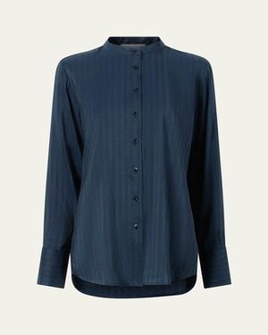 Attersee The Everyday Striped Linen Button-Down Shirt - Blue
