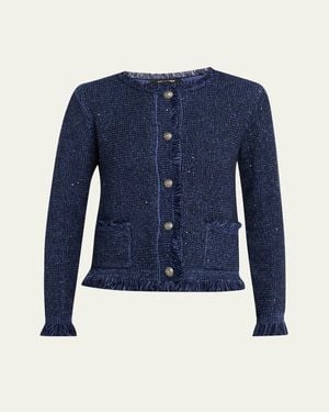 Kobi Halperin Kailey Fringe-Trim Sequin Knit Sweater - Blue