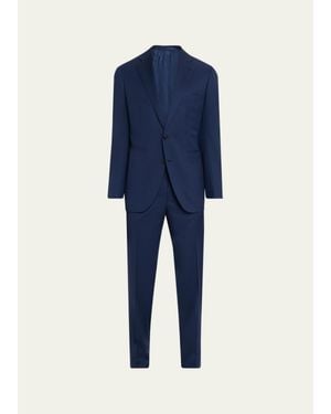 Cesare Attolini Wool Chevron 130 Two-Piece Suit - Blue