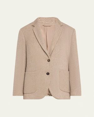 Brunello Cucinelli Two-Button Lurex Cotton English Rib Blazer - Natural