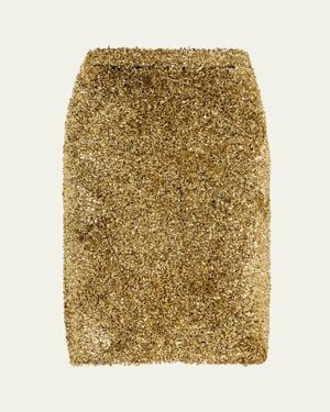 Zankov Moro Metallic Textured Pencil Skirt - Natural