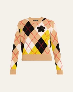 Marc Jacobs Preppy Daisy Argyle Crewneck Sweater - Multicolor