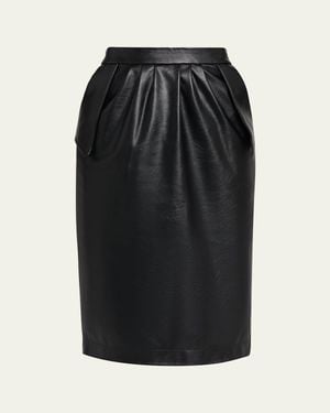 Stella McCartney Vegan Leather Gathered Midi Pencil Skirt - Black