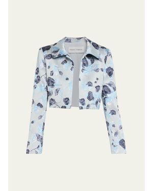 Prabal Gurung Metallic Floral Jacquard Bolero Jacket - Blue