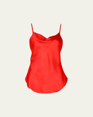 Cinq À Sept Marta Cowl-Neck Silk Camisole - Red