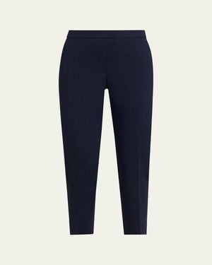 Theory Treeca Good Linen Cropped Pull-On Ankle Pants - Blue