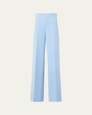 Akris Double-Face Wool Bootcut Pants - Blue