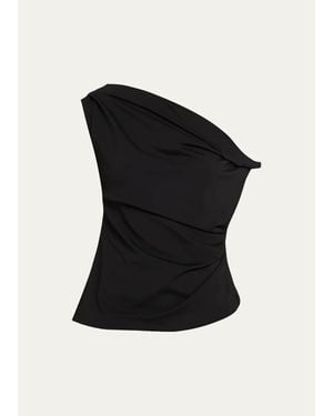 Jonathan Simkhai Zerra Draped Asymmetric Top - Black