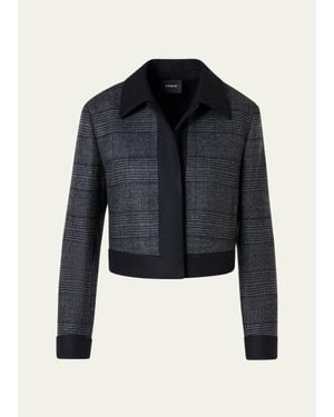 Akris Lewitt Prince Of Whales Wool Short Jacket - Blue