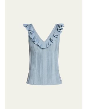 Zimmermann Aster Metallic Frill Top - Blue