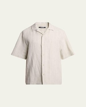 Jacquemus Cotton And Linen Fonccio Camp Shirt - Natural