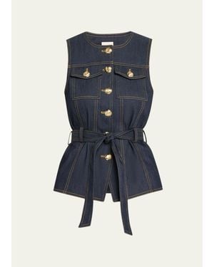 Cinq À Sept Reenee Belted Denim Vest - Blue