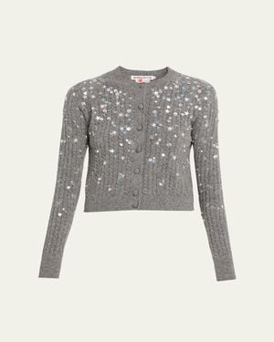 BERNADETTE Gilberte Stardust Cable-Knit Cardigan - Gray