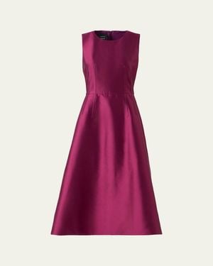 Akris Dupion Sleeveless Silk Shantung Midi Dress - Purple