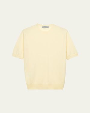 Prada Superfine Cashmere Short-Sleeve T-Shirt - Natural
