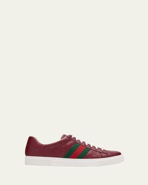 Gucci Ace Gg Embossed Leather Low-Top Sneakers - Multicolor