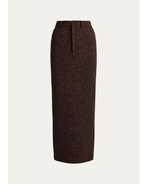 Ralph Lauren Fontaine Wool-Blend Donegal Tweed Maxi Skirt - Brown