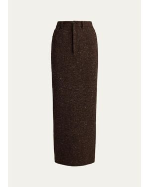 Ralph Lauren Fontaine Wool-Blend Donegal Tweed Skirt - Brown