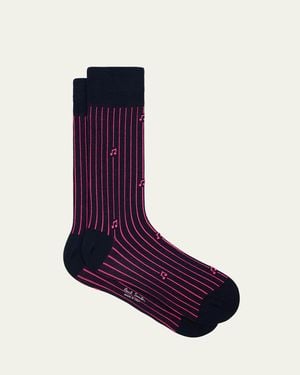 Paul Smith Othello Music Stripe Crew Socks - Purple