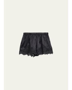 RE/DONE Jennie Lace-Trim Satin Shorts - Black