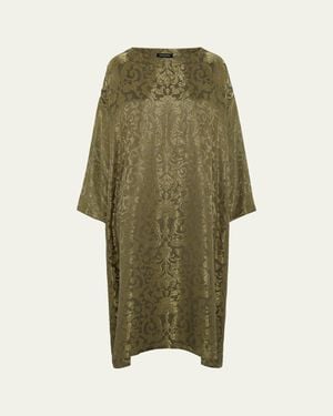 Eskandar Wide A-Line Scoop-Neck Dress - Green