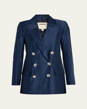 L'Agence Cambrie Oversized Double-Breasted Blazer - Blue