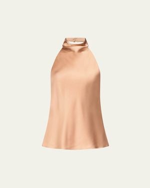 Twp Flowy Silk Halter Top - Natural