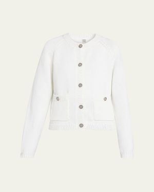 TOTEME Hammered Button Knit Cardigan - Natural