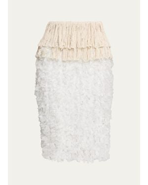 DIOTIMA Bambola Fringed Chiffon Pencil Skirt - White