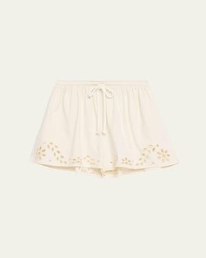 Ulla Johnson Vedi Embroidered Drawstring Shorts - Natural