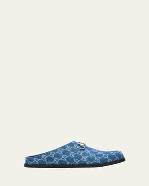 Gucci Gg Mules With Horsebit - Blue