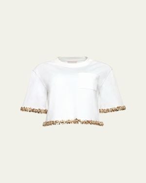 Cinq À Sept Asa Embellished Sunflare Floral Tee - White