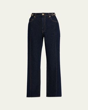 Ulla Johnson The Agatha Straight-Leg Pintuck Jeans - Blue