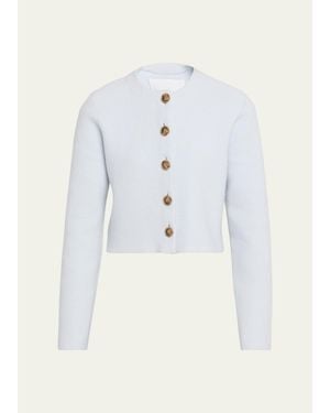 Brandon Maxwell Ryder Wool Knit Crop Jacket - Blue