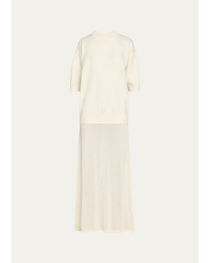 AEXAE Knitted Combo Maxi Dress - Natural