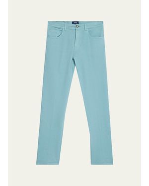 Cesare Attolini Cotton Bull Slim Straight-Leg Five-Pocket Pants - Blue