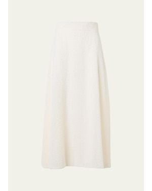 Akris Fringe Techno Grid A-Line Midi Skirt - White
