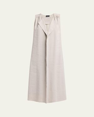Giorgio Armani Sleeveless Silk Maxi Shirtdress - Natural