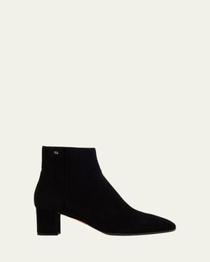 Santoni Suede Block-Heel Ankle Booties - Black