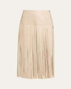 Kobi Halperin Parker Leather Fringe Skirt - Natural