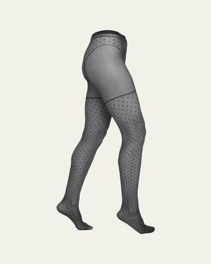 Wolford Dotted Garter Belt Tights - White