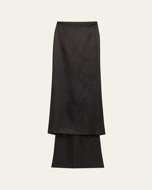 Brandon Maxwell Monroe Wool-Silk Train Maxi Skirt - Black