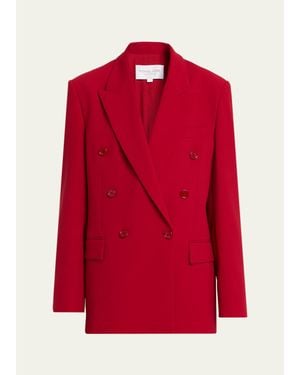 Michael Kors Double Breasted Virgin Wool Blend Blazer - Red