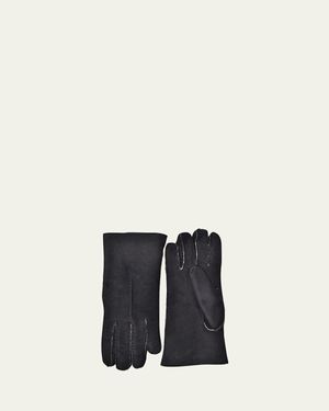 Guanti Giglio Fiorentino Lambskin Shearling-Lined Gloves - Blue