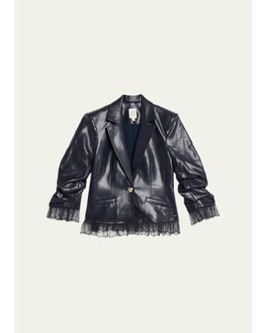 Cinq À Sept Lace-Trim Vegan Leather Blazer - Blue