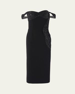 Gaurav Gupta Sequin Wave-Sculpted Midi Dress - Black
