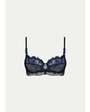 Lise Charmel Embroidered Lace-Trim Demi Bra - Blue