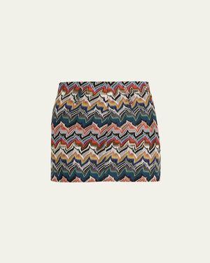 ミニスカート Missoni Multicolor Striped Viscose Lame Mini Skirt Mini skirt in zig zag lamé viscose blend